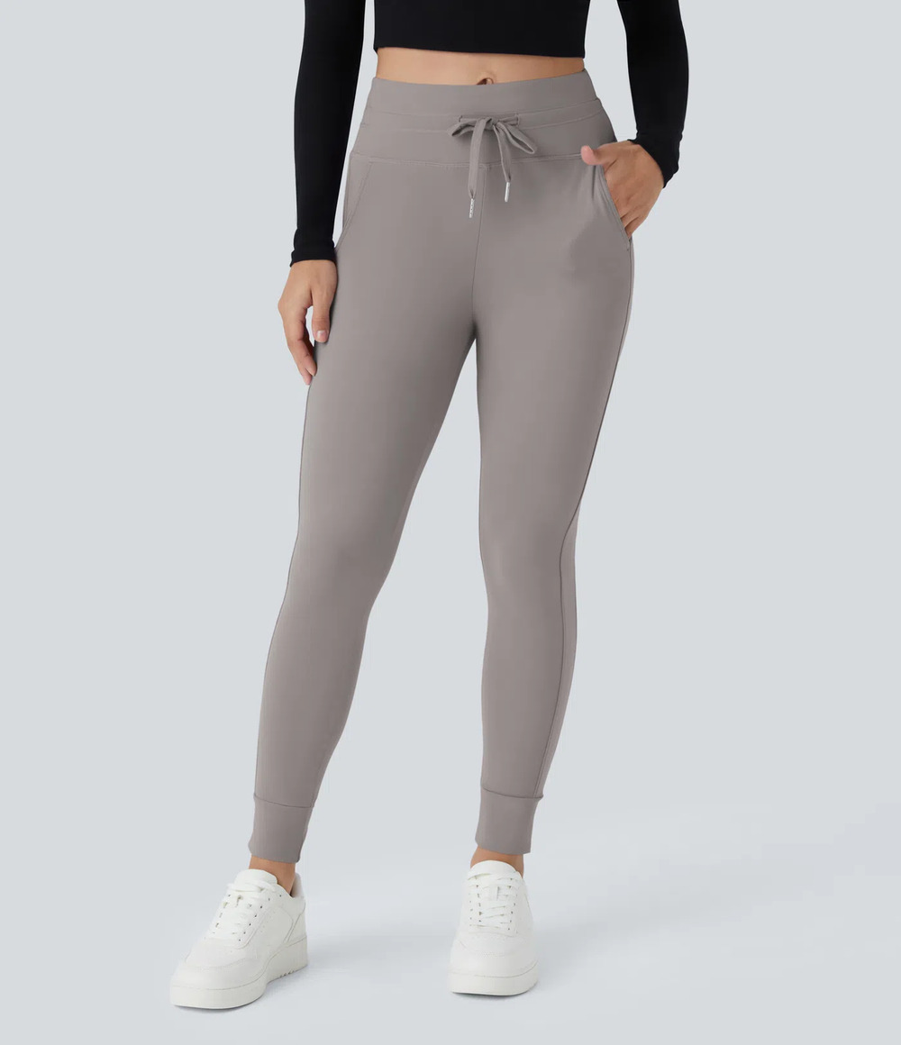 Halara Softlyzero HighWaisted Drawstring Full Length Joggers Gull Gray Large